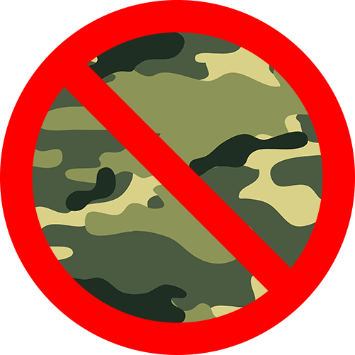 Camuflagem é proibida, tanto na roupa do arqueiro, quanto em seus equipamentos. 