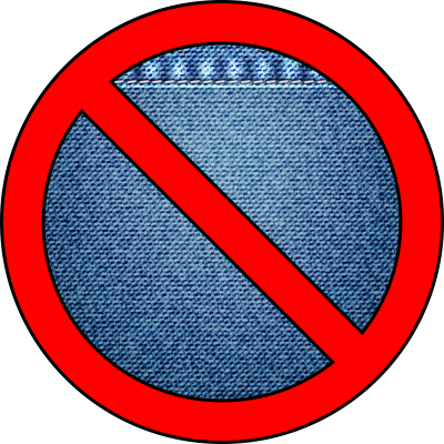 Proibido usar roupas jeans.